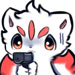  ambiguous_gender canid canine emote fluffy fluffy_tail fox fur fur_markings gun haku_(snoiifoxxo) holding_object holding_weapon looking_at_viewer low_res mammal markings multi_tail multicolored_body multicolored_fur paws ranged_weapon red_eyes red_sclera snoiifoxxo solo tuft weapon white_body white_fur 
