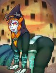  absurd_res big_butt blue_nipples breasts butt drokmars female glowing glowing_eyes glowing_markings glowing_nipples hair hi_res humanoid leaning leaning_forward lips looking_at_viewer markings midna_(true_form) nails nintendo nipples orange_hair purple_lips red_eyes solo tattoo the_legend_of_zelda twili twilight_princess video_games yellow_sclera 