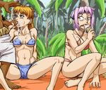  ayane beach bikini cheek_bulge dark-skinned_male dead_or_alive fellatio icecream kasumi ragathol swimsuit towel 