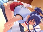  bent_over blue_hair clothed_sex eyes_closed from_behind hair_ribbon happy happy_sex open_mouth panties ribbon sex under_table underwear 