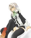  feet footjob grey_eyes grey_hair momio thighhighs toes 