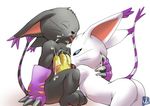  black_gatomon cat closed_eyes cum cum_on_body cum_on_hands cum_on_upper_body digimon eyes_closed facial furry gatomon licking naughty_face open_mouth pussy raised_tail tail tailmon tongue wet 