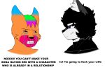  absurd_res ambiguous_gender anthro black_hair blue_body blue_fur bodily_fluids canid canine canis chad_(meme) clenched_teeth clothed clothing dialogue digital_drawing_(artwork) digital_media_(artwork) duo english_text facial_hair fur goatee green_hair grey_body grey_fur hair hi_res lobo_(lobokosmico) lobokosmico male mammal meme multicolored_hair muscular muscular_male orange_body orange_fur pink_body pink_fur purple_eyes purple_hair red_sclera side_view simple_background smile tears teeth text white_background white_body white_fur wojak wolf 