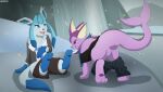  absurd_res after_transformation alsoflick awry eeveelution glaceon hi_res nintendo pok&eacute;mon pok&eacute;mon_(species) shiny_(disambiguation) skipa snow transformation vaporeon video_games 