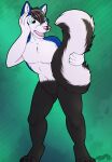  absurd_res anthro blue_body blue_fur canid canine canis domestic_dog fetishbruary fur hi_res husky jj male mammal mephitid nordic_sled_dog shocked_expression skunk solo spitz surprised_expression thatblackfox_(artist) transformation white_body white_fur 