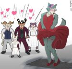  2022 beastars blush bovid canid canine canis caprine cervid clothed clothing crossdressing dall_sheep digital_drawing_(artwork) digital_media_(artwork) dress embarrassed haru_(beastars) hi_res high_heels humor juno_(beastars) lagomorph legoshi_(beastars) leporid louis_(beastars) makeup male mammal pina_(beastars) rabbit seachord sheep wolf 