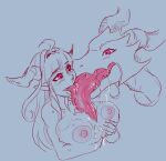  animal_humanoid areola bestiality big_tongue blush blush_lines bodily_fluids coco_kiryu dragon dragon_humanoid dripping duo female female/female female_on_feral female_on_humanoid feral hair hi_res hololive horn humanoid humanoid_on_feral kissing long_tongue nipples open_mouth pink_eyes pink_tongue saliva saliva_drip saliva_on_breasts selfcest sharp_teeth simple_background square_crossover teeth tongue tongue_between_breasts tongue_on_breasts tongue_on_tongue tongue_out ungulatr virtual_youtuber 