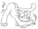  anthro avian demon domestic_cat feathers felid feline felis gryphon housamo jack-o&#039;_pose male mammal monochrome mousecat mythological_avian mythology pose sitri solo young 