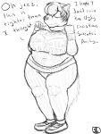 2019 3:4 anthro big_breasts breasts canid canine canis christmas christmas_clothing christmas_sweater christmas_topwear chubby_female clothing dialogue female hi_res holidays mammal molly_(savagelyrandom) monochrome navel navel_outline savagelyrandom solo sweater topwear unsure wolf 