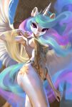  anthro clothing dress equid equine female friendship_is_magic hasbro hi_res horn jumperkit looking_at_viewer mammal my_little_pony princess_celestia_(mlp) smile smiling_at_viewer solo spread_wings wide_hips winged_unicorn wings 