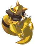  absurdres bent_spoon black_eyes claws commentary_request full_body highres kadabra looking_to_the_side no_humans pokemon pokemon_(creature) simple_background solo spoon white_background yunimaru 