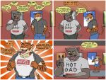  age_difference anthro boomer_(nanoff) canid canine canis clothing comic duo felid hi_res male male/male mammal miles_(nanoff) movie_theater musclegut muscular muscular_male nanoff pantherine shirt tank_top tiger topwear wolf 