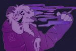  anthro asriel_dreemurr asriel_dreemurr_(god_form) band-aid bandage bovid caprine cigarette clothing goat hair hoodie horn lofihill long_hair looking_at_viewer male mammal piercing smoke smoking solo space star tongue tongue_out topwear undertale undertale_(series) video_games 