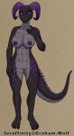  abs absurd_res anthro areola argonian bethesda_softworks black_body black_nails black_sclera black_skin black_toenails breasts colored_nails feet female front_view genitals graham_(artist) grey_body grey_skin hand_on_breast hi_res horn humanoid_feet looking_at_viewer nails nipples purple_areola purple_body purple_eyes purple_horn purple_nipples purple_scales purple_skin pussy scales scalie skyrim smile solo the_elder_scrolls video_games 