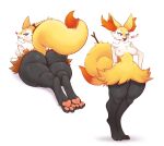  anthro big_butt blep braixen butt female fur hi_res huge_butt looking_at_viewer looking_back looking_back_at_viewer lying nintendo on_front pok&eacute;mon pok&eacute;mon_(species) thick_thighs tongue tongue_out ttothep_arts video_games yellow_body yellow_fur 