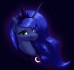  absurd_res aquaticvibes bust_portrait crescent_moon crown equid equine female feral friendship_is_magic hi_res horn looking_at_viewer mammal moon my_little_pony portrait princess_luna_(mlp) solo sparkles tiara winged_unicorn wings 