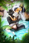  54 2022 anthro anthro_on_anthro anthro_penetrated anthro_penetrating anthro_penetrating_anthro black_body black_fur black_hair breasts canid canine canis day detailed_background digital_media_(artwork) domestic_dog duo eyebrows eyelashes female female_penetrated fox fur genitals grey_body grey_fur hair hi_res kissing knot male male/female male_penetrating male_penetrating_female mammal mifa nude open_mouth outside penetration penis sex smile teeth tongue waterfall wolf yellow_eyes 