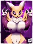  absurd_res anthro bandai_namco big_breasts breast_piercing breasts digimon digimon_(species) female fur hi_res looking_at_viewer nude renamon ryuzagi solo tongue tongue_out yellow_body yellow_fur 