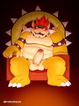  2022 anthro balls belly blush bowser dober erection genitals hi_res humanoid_genitalia humanoid_hands humanoid_penis koopa male mario_bros moobs nintendo overweight overweight_male penis scalie sitting solo video_games 