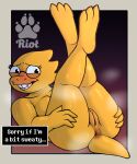  alphys anthro anus big_breasts big_butt bodily_fluids breasts buckteeth butt clitoris dialogue english_text eyewear female genitals glasses grin half-closed_eyes hi_res legs_up lizard looking_at_viewer musk narrowed_eyes nervous non-mammal_breasts nude pawriott_(artist) presenting presenting_hindquarters pussy reptile scales scalie simple_background smile solo sweat teeth text text_box thick_tail thick_thighs undertale_(series) wavy_mouth yellow_body yellow_scales 