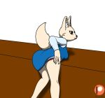  aggressive_retsuko anthro ass_up bent_over black_eyes blue_bottomwear blue_clothing blue_skirt blue_topwear bottomwear breast_squish breasts business_attire butt butt_grab canid canine clothed clothing clothing_lift desk dress_shirt female fennec fenneko fox fur furniture gesture hand_on_butt head_markings hi_res how-about looking_at_viewer looking_back mammal markings on_desk panties raised_clothing red_clothing red_panties red_underwear sanrio shirt skirt skirt_lift solo squish suggestive suggestive_gesture suggestive_pose table tan_body tan_fur topwear underwear vest white_clothing white_ear_fluff white_shirt white_topwear 