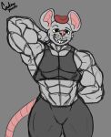  abs absurd_res anthro big_ears big_muscles fur grey_background grey_body grey_fur hi_res hyenalattes male mammal murid murine muscular muscular_anthro muscular_male pecs pompadour rat renaldo_(hyenalattes) rodent simple_background solo thick_thighs 