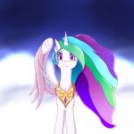  cloud cutie_mark divifilly equid equine female feral friendship_is_magic hasbro hi_res horn mammal mane multicolored_mane my_little_pony princess_celestia_(mlp) purple_eyes sky solo two_tone_mane white_body winged_unicorn wings 