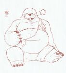  2022 anthro belly clothing eulipotyphlan eyes_closed lexor_komuga male mammal mario_bros mole_(animal) monty_mole moobs nintendo nipples overalls overweight overweight_male simple_background sitting sketch solo video_games 