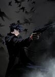  bird crow crowd emiya_kiritsugu fate/zero fate_(series) ffffcoffee gun male_focus solo solo_focus weapon 