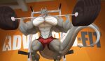  abs anthro artist_name barazoku barbell biceps big_muscles blue_eyes claws clothing digital_media_(artwork) dominant dragon flexing front_view grey_body grin gym happy hi_res huge_muscles hyper hyper_muscles kardukk kardukk_(artist) kobold male multicolored_body muscular muscular_anthro muscular_male muscular_thighs pecs pose powerlifting reptile scalie shaded signature simple_background smile solo spikes sport standing teeth tongue two_tone_body two_tone_tail underwear white_body 