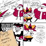  anthro braixen candy candy_cane christmas clothing comic creepy dessert dialogue duo english_text female food hat headgear headwear hi_res holidays humor male mistletoe naughty_list nintendo plant pok&eacute;mon pok&eacute;mon_(species) ponporio_(artist) santa_claus text video_games witch_hat 