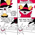  anthro book braixen clothing comic dialogue english_text female hat headgear headwear hi_res humor nintendo pok&eacute;mon pok&eacute;mon_(species) ponporio_(artist) reading reading_book solo text video_games witch_hat 