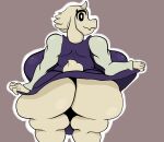  anthro big_butt boss_monster bovid butt caprine chubby_anthro chubby_female clothed clothing clothing_lift female goat hi_res mammal monster overweight overweight_anthro overweight_female rear_view sassy_dolly slightly_chubby solo solo_focus thick_thighs toriel undertale undertale_(series) video_games 