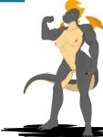  anthro black_dragon breasts dragon female flexing genitals hi_res kingchan looking_at_viewer muscular nude pussy skatha solo wings 