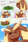  absurd_res alpha_pok&eacute;mon comic duo female female/female hi_res human humanoid lopunny macro mammal nintendo pok&eacute;mon pok&eacute;mon_(species) pokemon_legends_arceus size_difference smaller_human smile text tohilewd video_games 