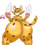  anthro big_butt blush bodily_fluids butt cheetah eyelashes felid feline female hi_res jaguar kdgamer015 kirby kirby_(series) kirby_and_the_forgotten_land long_nails looking_at_viewer mammal nintendo pantherine paws solo sweat sweatdrop unnamed_female_leopard_(kirby) video_games 