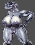  2021 absurd_res alien anthro big_breasts bogexplosion breasts curvy_figure female genitals grey_body grey_scales halo_(series) hand_on_hip hi_res huge_breasts inverted_nipples looking_away microsoft nipples nude portrait puffy_nipples pussy sangheili scales scalie solo thick_thighs three-quarter_portrait video_games xbox_game_studios 