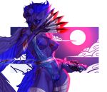  anthro avian blade blades blood bodily_fluids breasts dangerous feathers female genitals gore gryphon hi_res invalid_tag katana melee_weapon moon mythological_avian mythology night nipples nude pinup pose pussy solo stronkfurry sword weapon wings 