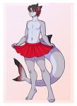  alex_lcut anthro black_eartips blacktip_reef_shark bottomwear carcharhinus clothed clothing crossdressing ear_piercing fish furgonomics furry-specific_piercing girly hair kitsunewaffles-chan male marine multicolored_body multicolored_hair navel nipples no_pants no_shirt piercing red_clothing red_eyes red_hair reef_shark requiem_shark shark skirt smile solo tail_piercing topless two_tone_body two_tone_hair 