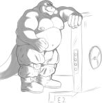  alligator alligatorid anthro belly big_belly big_muscles boots bottomwear byakkotig clothed clothing crocodilian dustin_(byakkotig) escape_from_tarkov footwear hi_res male military musclegut muscular nipples pants pecs reptile scalie slightly_chubby solo tagme thick_tail topless 