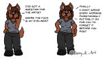  angry anthro baggy_clothing baggy_pants breaking_the_fourth_wall canid canine canis clothed clothing domestic_dog eyeliner female hi_res lonnyk makeup mammal profanity solo standing 