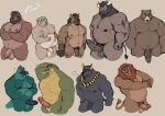  2022 anthro avian balls belly bovid bovine brown_body canid canine canis cattle crocodile crocodilian crocodylid domestic_dog domestic_pig erection felid flaccid genitals green_body group hi_res humanoid_genitalia humanoid_hands humanoid_penis hyaenid lion male male/male mammal moobs musclegut nipples one_eye_closed overweight overweight_male pantherine penis pure_command reptile scalie suid suina sus_(pig) ursid wild_boar wink 