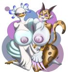  absurd_res anthro areola avian big_breasts bird breasts clawroline digital_media_(artwork) duo felid female fur genitals hi_res huge_breasts hyper hyper_breasts kirby_(series) kirby_and_the_forgotten_land leopard mammal nintendo nipples nude pantherine pussy shieradevil simple_background smile thick_thighs tongue unnamed_swan_boss_(kirby) video_games 