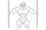  anthro haplorhine hehdgd hi_res hyper kneeling male mammal monkey monkeybone monkeybone_(character) muscular muscular_male primate smile smiling_at_viewer solo toony two_stripper_poles 