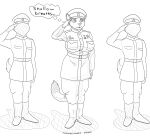  2022 absurd_res anthro belt big_breasts boots breasts clothing faceless_character faceless_male felid female footwear gesture group hat headgear headwear hi_res laya_chuganova male mammal medal military_uniform monochrome pantherine panzerschreckleopard russian salute snow_leopard soviet_union thought_bubble uniform world_war_2 