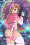  anthro canid canine canis clothing collar cute_fangs domestic_dog female flower gloves handwear herding_dog legwear lingerie mammal pastoral_dog plant rose_(flower) scarlett solo stockings teddy_(clothing) tekitourabbit_(artist) welsh_corgi 