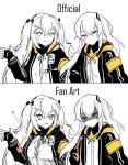  2girls armband breasts fingerless_gloves flat_chest girls&#039;_frontline gloves highres large_breasts multiple_girls rayno side_ponytail twintails ump45_(girls&#039;_frontline) ump9_(girls&#039;_frontline) 