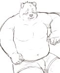  2022 absurd_res anthro belly blush bulge clothing en_1_9 hi_res humanoid_hands kemono male mammal overweight overweight_male sitting sketch slo underwear ursid 
