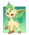  3_toes abstract_background ambiguous_gender blush brown_eyes chaba eeveelution feet feral hi_res leafeon nintendo pok&eacute;mon pok&eacute;mon_(species) pupils solo toes video_games white_pupils 