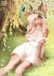  2021 absurd_res anthro breasts brown_body brown_fur clothed clothing day detailed_background digital_media_(artwork) female fur grass hair hi_res kyotoleopard looking_at_viewer outside plant smile 